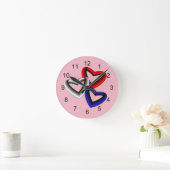 Rot-Weiß und Blau-strahlende Herzen Runde Wanduhr (Zuhause)