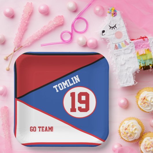 Rot, Weiß und Blau - Thema Papiertafel Pappteller (Party)