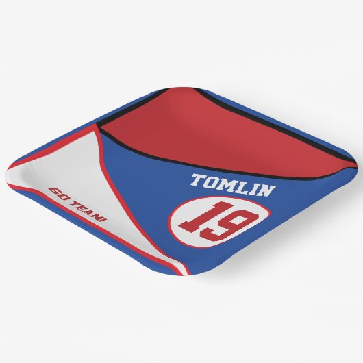 Rot, Weiß und Blau - Thema Papiertafel Pappteller (Gewinkelt)