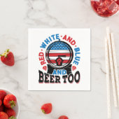 Rot weiß und blau und Bier zu 4. Juli Serviette (Beispiel)