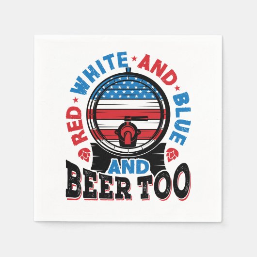 Rot weiß und blau und Bier zu 4. Juli Serviette (Vorderseite)