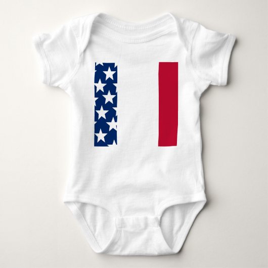 Rot, Weiß und Blau US Flagge 4. Juli Baby Strampler (Vorderseite)