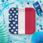 Rot, Weiß und Blau US Flagge 4. Juli Pappteller (Party)