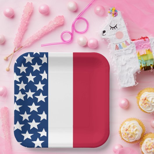 Rot, Weiß und Blau US Flagge 4. Juli Pappteller (Party)