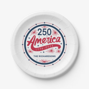 Rot Weiß und Blau USA Amerikas 250. Jubiläum Pappteller