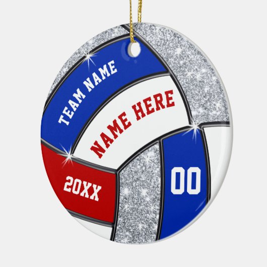 Rot, Weiß und Blau, Volleyballverzierungen, kunden Keramik Ornament (Links)