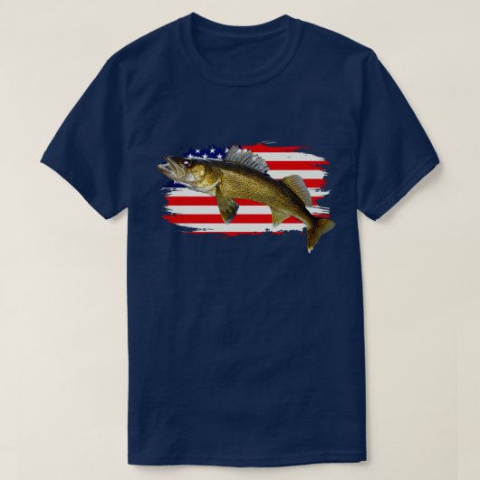 Rot, Weiß und Blau Walleye Pike T - Shirt (Design vorne)