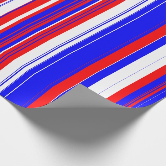 Rot-Weiß und Blaue Streifen Geschenkpapier (Ecke)