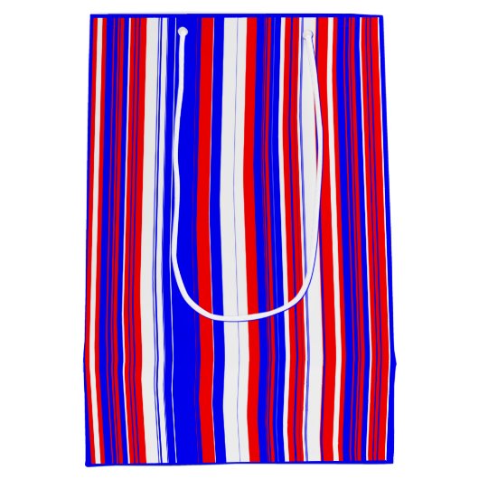 Rot-Weiß und Blaue Streifen Mittlere Geschenktüte (Rückseite)