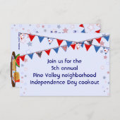 Rot-Weiß- und Blauer-Banner-Cookie Einladung (Vorne/Hinten)