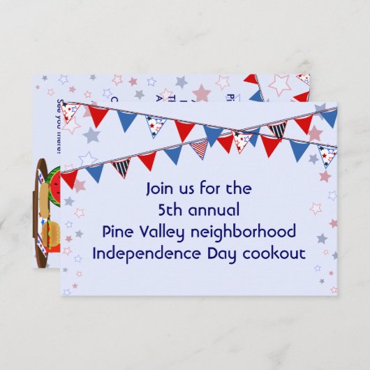 Rot-Weiß- und Blauer-Banner-Cookie Einladung (Vorne/Hinten)