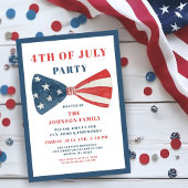 Rot, Weiß und Blauer Bow 4. Juli Einladung