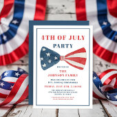 Rot, Weiß und Blauer Bow 4. Juli Einladung