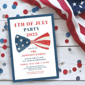 Rot, Weiß und Blauer Bow 4. Juli Einladung