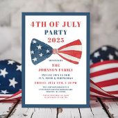 Rot, Weiß und Blauer Bow 4. Juli Einladung