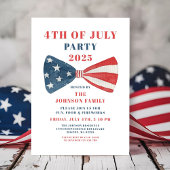 Rot, Weiß und Blauer Bow 4. Juli Einladung