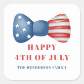 Rot, Weiß und Blauer Bow 4. Juli Quadratischer Aufkleber (Vorderseite)