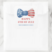 Rot, Weiß und Blauer Bow 4. Juli Quadratischer Aufkleber (Tasche)