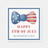 Rot, Weiß und Blauer Bow 4. Juli Serviette (Vorderseite)