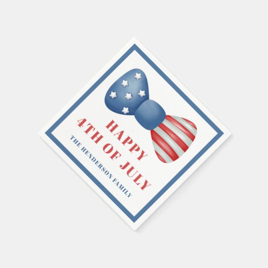 Rot, Weiß und Blauer Bow 4. Juli Serviette (Ecke)