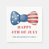 Rot, Weiß und Blauer Bow 4. Juli Serviette (Vorderseite)