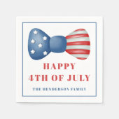 Rot, Weiß und Blauer Bow 4. Juli Serviette (Vorderseite)