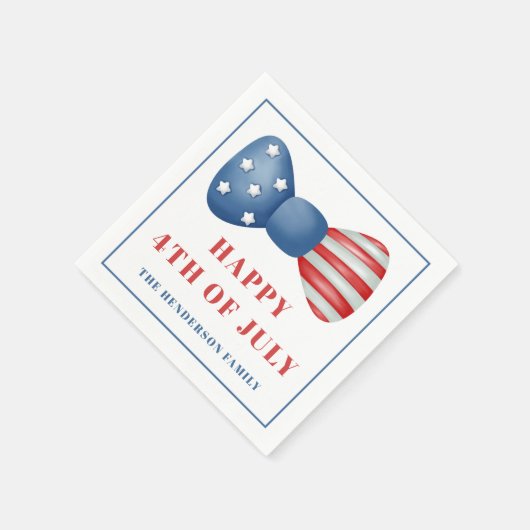 Rot, Weiß und Blauer Bow 4. Juli Serviette (Ecke)