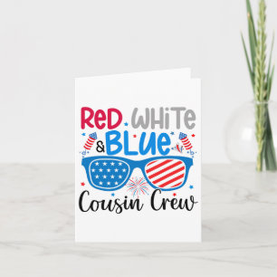 Rot-Weiß und Blauer Cousin Crew 4. Juli Kinder uns Karte