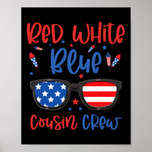 Rot-Weiß und Blauer Cousin Crew 4. Juli Kinder uns Poster