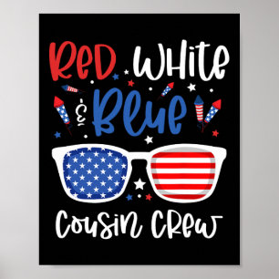 Rot-Weiß und Blauer Cousin Crew 4. Juli Kinder uns Poster