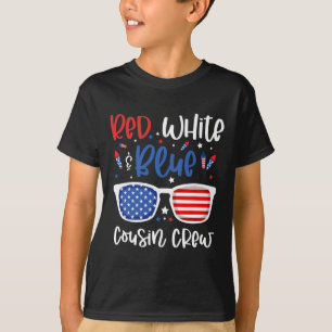 Rot-Weiß und Blauer Cousin Crew 4. Juli Kinder uns T-Shirt