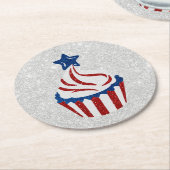 Rot, Weiß und Blauer Cupcake 4. Juli Glitzer Runder Pappuntersetzer (Angewinkelt)