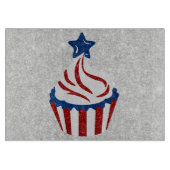 Rot, Weiß und Blauer Cupcake 4. Juli Glitzer Schneidebrett (Vorderseite)