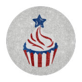 Rot, Weiß und Blauer Cupcake 4. Juli Glitzer Schneidebrett (Vorderseite)