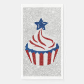 Rot, Weiß und Blauer Cupcake 4. Juli Glitzer Serviette (Vorderseite)