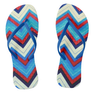 Rot-Weiß- und Blauer Flip-Flops Badesandalen