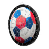 Rot-Weiß und Blauer Fußballball Kunst, Dartscheibe (Vorderseite rechts)