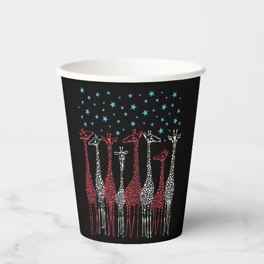 Rot-Weiß- und Blauer Giraffen 4. Juli Pappbecher (Vorderseite)