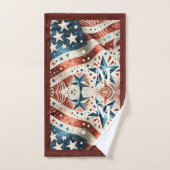 Rot-Weiß- und Blauer-Leuchtstangen und Streifen-Mo Badhandtuch Set (Handtuch)