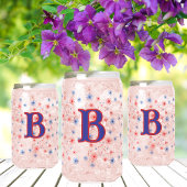 Rot-Weiß- und Blauer Monogramm-Feuerwerkskörper Dosenglas