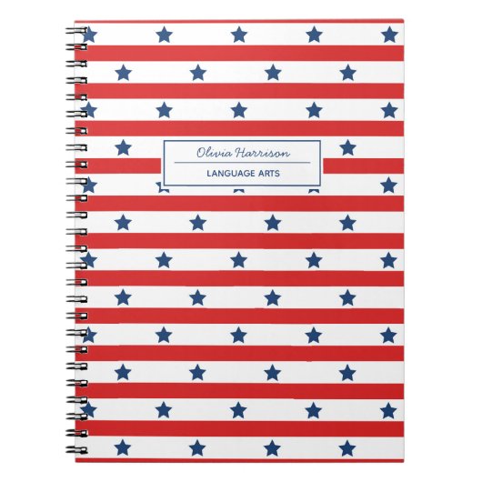 Rot-Weiß und Blauer Name und Thema Notizblock (Vorderseite)