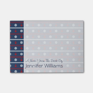 Rot-Weiß- und Blauer Ozean-Muster  Name hinzufüg Post-it Klebezettel