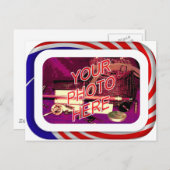 Rot-Weiß- und Blauer Rahmen Postkarte (Vorne/Hinten)