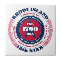 Rot, Weiß und Blauer Rhode Island Keramik Tile
