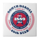 Rot, Weiß und Blauer Süddakota Keramik Tile Fliese (Vorderseite)