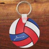 Rot, Weiß und Blauer Volleyball-Design Schlüsselanhänger (Vorderseite)