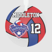 Rot, Weiß und Blauer Volleyball | DIY Text Ornament (Rückseite)