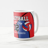 Rot, Weiß und Blauer Volleyball Sport Kaffeetasse (VorderseiteRechts)