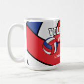 Rot, Weiß und Blauer Volleyball Sport Kaffeetasse (Links)