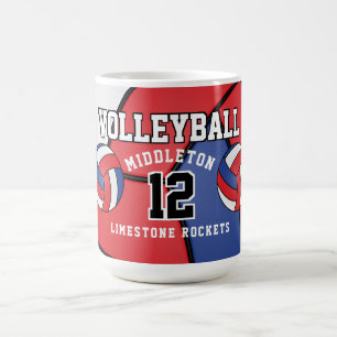 Rot, Weiß und Blauer Volleyball Sport Kaffeetasse